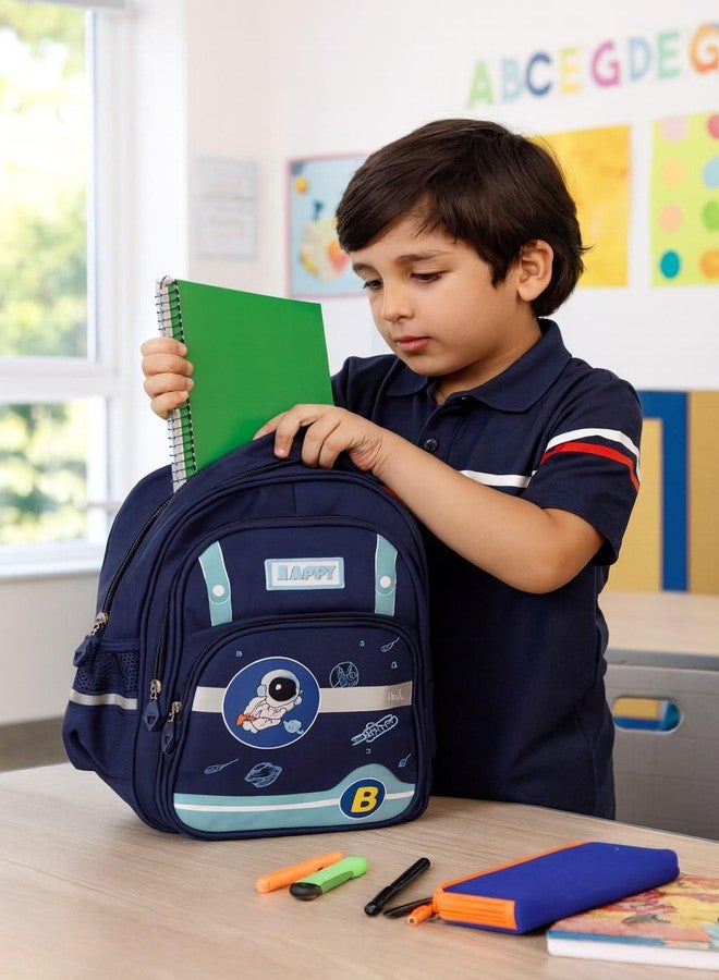 ZEVORA Kids Backpack - Cartoon Happy Astronaut Design (Dark Blue) Waterproof Shoulder Bag (Dark Blue, 13 inch) - Image 3